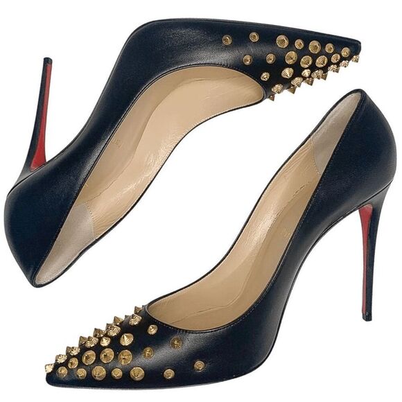 Christian Louboutin Spikyshell 100 Nappa Shiny Pumps EU 40 US 10 Studded Heels - Picture 5 of 13